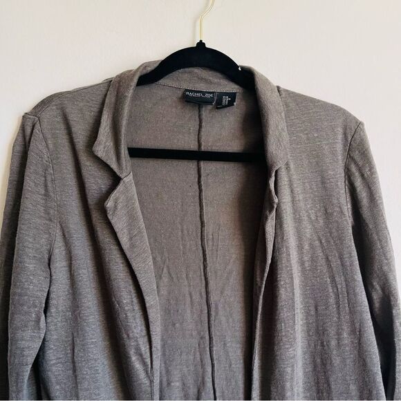 Rachel Zoe Green 100% Linen Open Cardigan Collared Medium - Picture 2 of 9